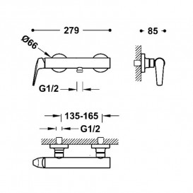 Смеситель для душа Tres Fuji однорычажный с душевым набором матовый черный 28116701NM