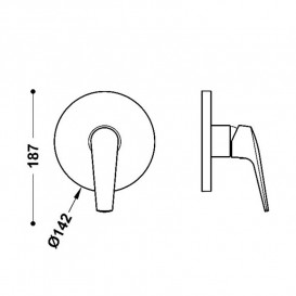 Змішувач для душу Tres Fuji вбудований одноважільний 1 споживач матовий чорний 28127810NM