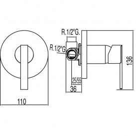 Смеситель для душа Tres Lex-tres однорычажный встраиваемый 1 канал хром 18117705