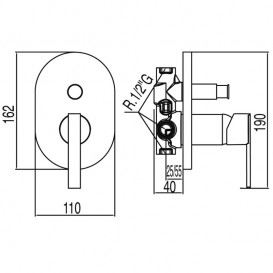 Смеситель для душа Tres Lex-tres однорычажный встраиваемый 2 канала хром 18118005