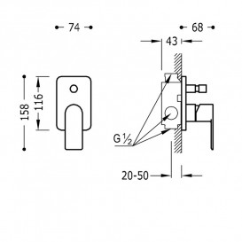 Смеситель для душа Tres Loft Colors (2 канала) встраиваемый однорычажный зеленый/хром 20018001VE