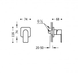 Змішувач для душа Tres Loft-Tres хром 20017701