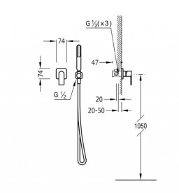 Змішувач для душа Tres Loft-Tres одноважільний з ручним душем хром 20017702