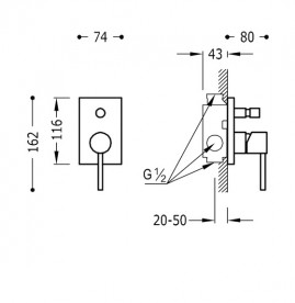 Смеситель для душа Tres Max-Tres однорычажный встраиваемый 2 канала хром 06218002