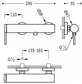 Смеситель для душа Tres Mono-Term однорычажный с ручным душем хром 06216801