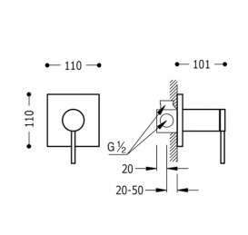Змішувач для душа Tres Mono-Term одноважільний вбудовується хром 20117701