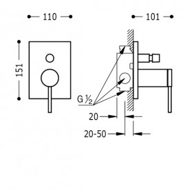 Змішувач для душа Tres Mono-Term одноважільний 2 каналу чорний матовий 20118001NM