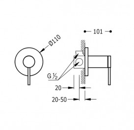 Змішувач для душа Tres Mono-Term одноважільний вбудовується хром 20117702