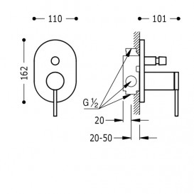 Змішувач для душа Tres Mono-Term одноважільний 2 каналу хром 20118002