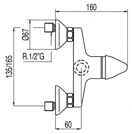 Смеситель для душа Tres Monotres 2000 однорычажный с ручным душем хром 172367