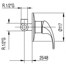 Смеситель для душа Tres Monotres 2000 однорычажный 1 канал хром 07217712
