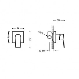 Змішувач для душу Tres Project colors одноважільний вбудований білий матовий 21117701BM