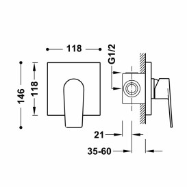 Змішувач для душу Tres Project-Tres одноважільний металевий чорний 21127701KM