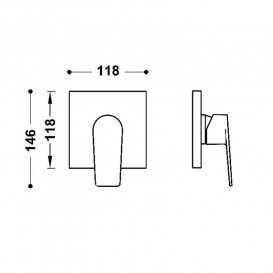 Змішувач для душу Tres Project вбудований одноважільний 1 споживач матовий чорний 21127810NM