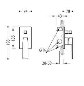 Смеситель для душа Tres Slim colors однорычажный 2 канала золото 20218001OR
