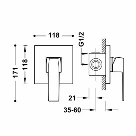 Змішувач для душу Tres Slim Exclusive одноважільний білий матовий 20227701BM