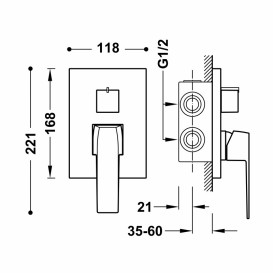 Змішувач для душу Tres Slim Exclusive (2 канали) вбудований одноважільний золото 20228001OR