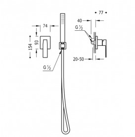 Смеситель для душа Tres Slim-Tres однорычажный с ручным душем хром 20217703