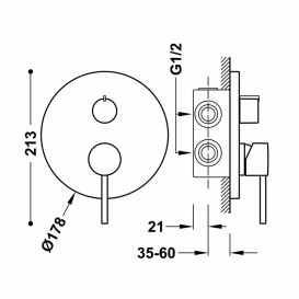 Змішувач для душу Tres Study Exclusive (2 канали) вбудований одноважільний золото 26228001OR