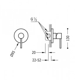 Змішувач для душа Tres Study-Tres одноважільний 1 канал хром 26217790