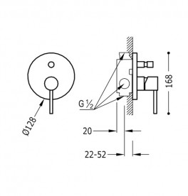 Змішувач для душа Tres Study-Tres одноважільний 2 каналу хром 26218090
