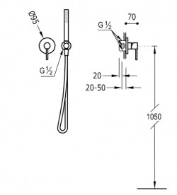 Змішувач для душа Tres Study-Tres одноважільний з ручним душем хром 26217792