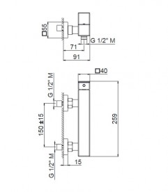 Змішувач для душа Vema Lys одноважільний хром V25090B0010