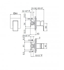 Змішувач для душа Vema Lys прихованого монтажу одноважільний хром V25130B0010