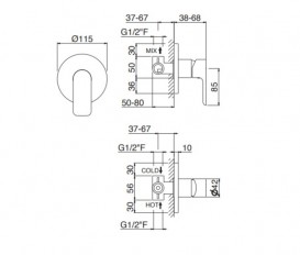 Смеситель для душа Vema Slate скрытого монтажа однорычажный хром V14130B0010