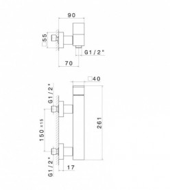 Смеситель для душа Vema Tamesis однорычажный хром V02090B0010