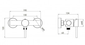 Змішувач для душу Volle Cruze одноважільний чорний 1547.100104