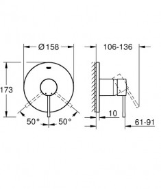Смеситель для душа встраиваемый Grohe Essence однорычажный фантомный черный 24168KF1