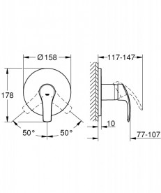 Смеситель для душа встраиваемый Grohe Eurosmart однорычажный латунь хром 24042002