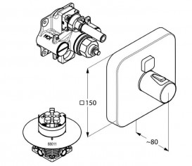 Змішувач для душа вбудовується Kludi Push верхня частина з механізмом прямокутний хром 386010538
