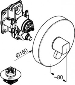 Змішувач для душа вбудовується Kludi Push верхня частина з механізмом круглий хром 386040538