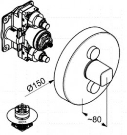 Смеситель для душа встраиваемый Kludi Push круглый верхняя часть с механизмом для двух источников воды хром 386120538