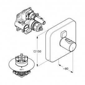 Змішувач для душа вбудовується Kludi Push з термостатом для одного джерела води прямокутний хром 388010538