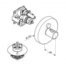 Смеситель для душа встраиваемый Kludi Push с термостатом для одного источника воды круглый хром 388020538