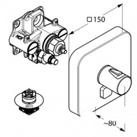 Змішувач для душа вбудовується Kludi Push з термостатом для одного джерела води прямокутний хром 388030538
