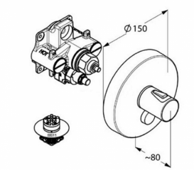 Змішувач для душа вбудовується Kludi Push з термостатом для одного джерела води круглий хром 388040538