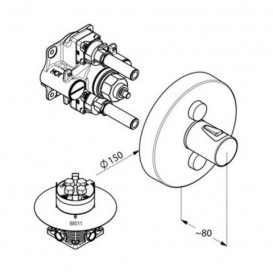 Змішувач для душа вбудовується Kludi Push з термостатом для двох джерел води круглий хром 388120538