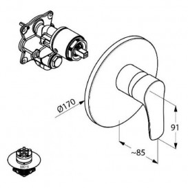 Смеситель для душа встраиваемый Kludi Tercio внешняя часть однорычажный хром 386560575