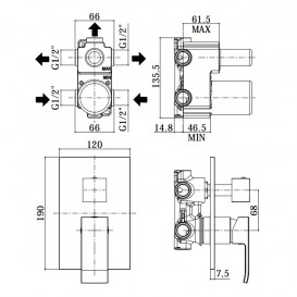 Змішувач для душа Paffoni Elle вбудовується 3 споживача хром EL 019 CR