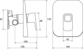 Смеситель для душа встраиваемый Ravak 10° TD 066.00 без переключателя для R-box X070071