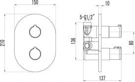Змішувач для душа вбудовується Ravak Chrome CR 063.00 термостатичний з перемикачем хром X070094