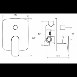 Смеситель для душа встраиваемый Ravak Classic CL 061.00 с переключателем латунь хром X070086