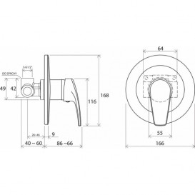 Змішувач для душа вбудовується Ravak Neo NO 062.00 змішувач хром X070021