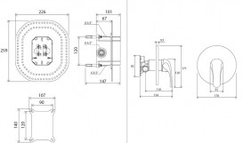 Змішувач для душа вбудовується Ravak Rosa RS 066.00 змішувач без перемикача для R-box X070049