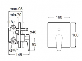 Смеситель для душа встраиваемый Roca Esmai однорычажный внешняя часть хром A5A0B31C00