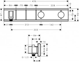 Смеситель для душа встраиваемый с термостатом для 2 потребителей Hansgrohe коллекция RainSelect белый/хром 15355400